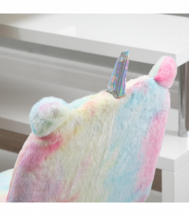 Vinsetto Fluffy Unicorn Office Chair w/ Swivel Wheel, Cute Desk Chair, Rainbow