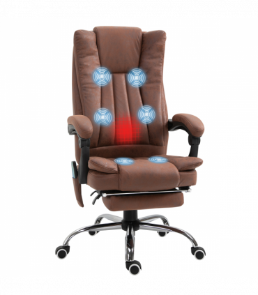Vinsetto High Back Office Chair with Vibration Massage and Heat, Brown
