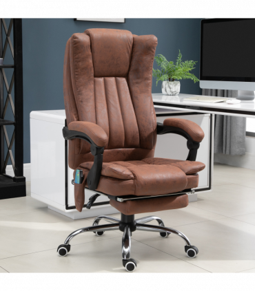Vinsetto High Back Office Chair with Vibration Massage and Heat, Brown