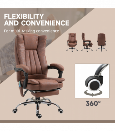 Vinsetto High Back Office Chair with Vibration Massage and Heat, Brown