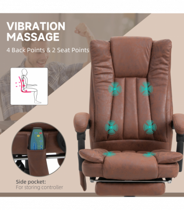 Vinsetto High Back Office Chair with Vibration Massage and Heat, Brown
