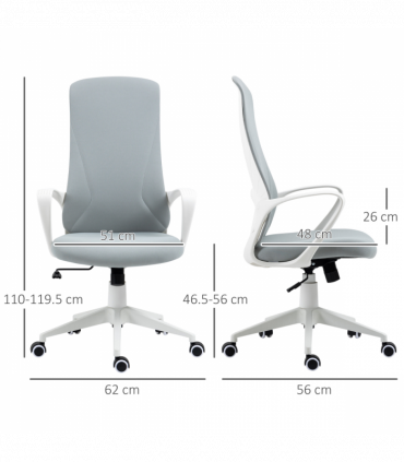 Vinsetto High-Back Home Office Chair Height Adjustable Elastic Desk Chair Grey