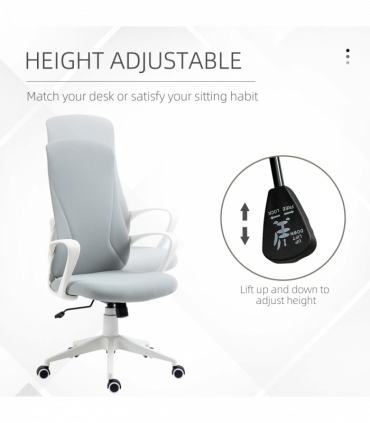 Vinsetto High-Back Home Office Chair Height Adjustable Elastic Desk Chair Grey
