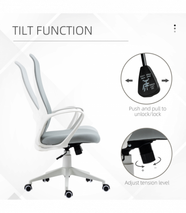 Vinsetto High-Back Home Office Chair Height Adjustable Elastic Desk Chair Grey