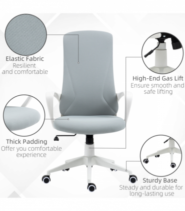 Vinsetto High-Back Home Office Chair Height Adjustable Elastic Desk Chair Grey