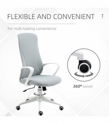 Vinsetto High-Back Home Office Chair Height Adjustable Elastic Desk Chair Grey