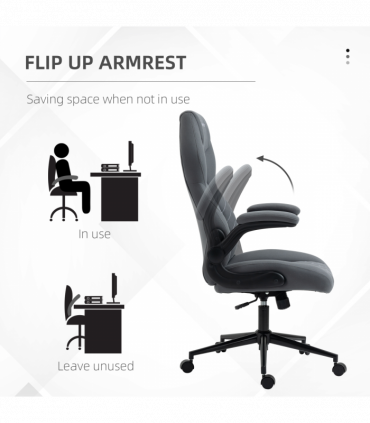Vinsetto High-Back Home Office Chair w/ Flip Up Armrests Swivel Seat Dark Grey