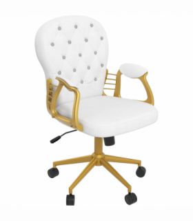 Vinsetto Home Office Chair Button Tufted Desk Chair with Swivel Wheels White