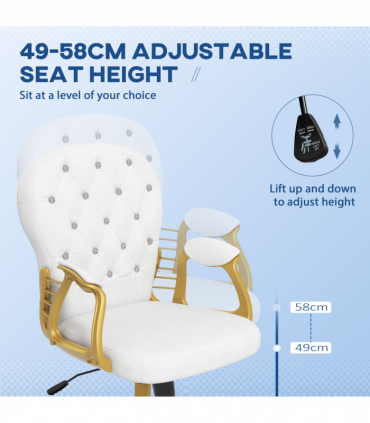 Vinsetto Home Office Chair Button Tufted Desk Chair with Swivel Wheels White