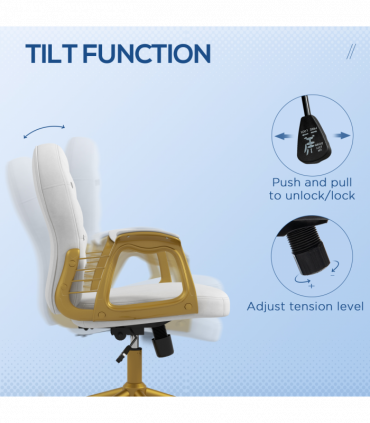 Vinsetto Home Office Chair Button Tufted Desk Chair with Swivel Wheels White