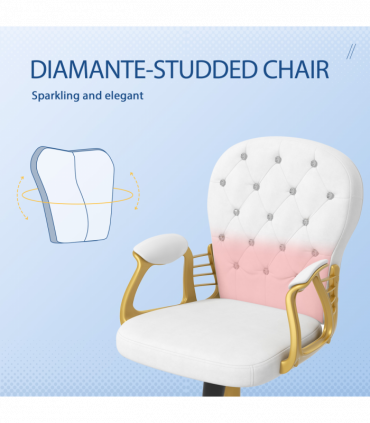 Vinsetto Home Office Chair Button Tufted Desk Chair with Swivel Wheels White