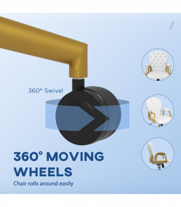 Vinsetto Home Office Chair Button Tufted Desk Chair with Swivel Wheels White