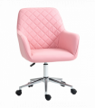 Vinsetto Home Office Chair Leather-Feel Fabric Swivel Chair with Armrests Pink