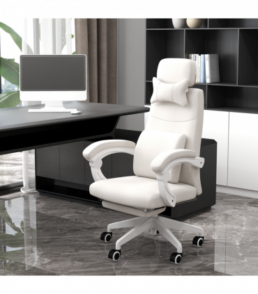 Vinsetto Home Office Chair Reclining Computer Chair w/ Lumbar Support White