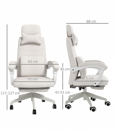 Vinsetto Home Office Chair Reclining Computer Chair w/ Lumbar Support White