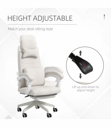 Vinsetto Home Office Chair Reclining Computer Chair w/ Lumbar Support White
