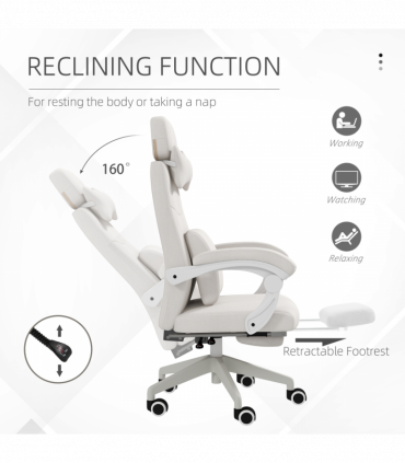 Vinsetto Home Office Chair Reclining Computer Chair w/ Lumbar Support White