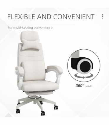 Vinsetto Home Office Chair Reclining Computer Chair w/ Lumbar Support White