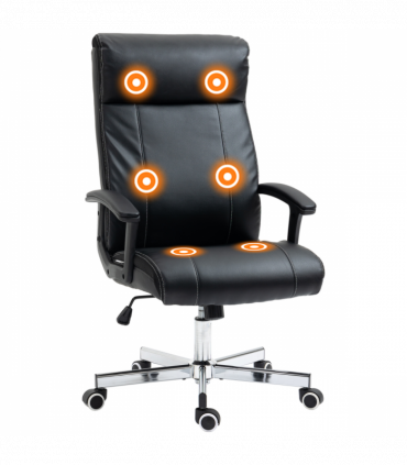 Vinsetto Massage Office Chair PU Leather Computer Chair w/ Tilt Function Black