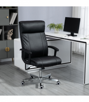 Vinsetto Massage Office Chair PU Leather Computer Chair w/ Tilt Function Black