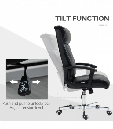 Vinsetto Massage Office Chair PU Leather Computer Chair w/ Tilt Function Black
