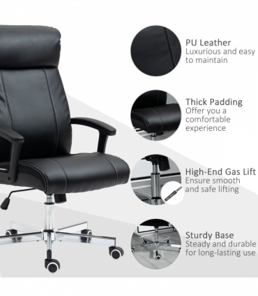 Vinsetto Massage Office Chair PU Leather Computer Chair w/ Tilt Function Black