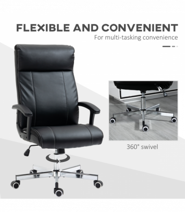 Vinsetto Massage Office Chair PU Leather Computer Chair w/ Tilt Function Black