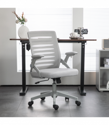 Vinsetto Mesh Office Chair Home Swivel Task Chair w/ Lumbar Support, Arm, Grey