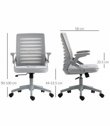 Vinsetto Mesh Office Chair Home Swivel Task Chair w/ Lumbar Support, Arm, Grey