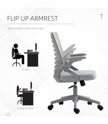 Vinsetto Mesh Office Chair Home Swivel Task Chair w/ Lumbar Support, Arm, Grey