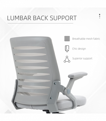 Vinsetto Mesh Office Chair Home Swivel Task Chair w/ Lumbar Support, Arm, Grey