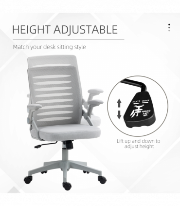 Vinsetto Mesh Office Chair Home Swivel Task Chair w/ Lumbar Support, Arm, Grey