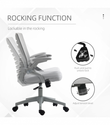 Vinsetto Mesh Office Chair Home Swivel Task Chair w/ Lumbar Support, Arm, Grey