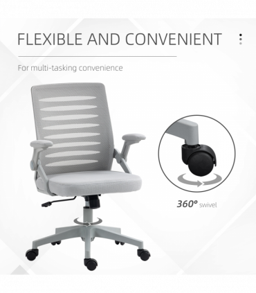 Vinsetto Mesh Office Chair Home Swivel Task Chair w/ Lumbar Support, Arm, Grey