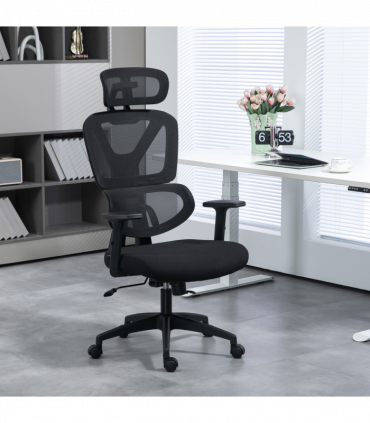 Vinsetto Mesh Office Chair Swivel Desk Chair w/ Adjustable Height Headrest Black