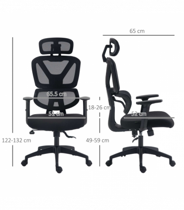 Vinsetto Mesh Office Chair Swivel Desk Chair w/ Adjustable Height Headrest Black