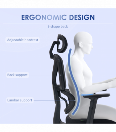 Vinsetto Mesh Office Chair Swivel Desk Chair w/ Adjustable Height Headrest Black