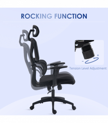 Vinsetto Mesh Office Chair Swivel Desk Chair w/ Adjustable Height Headrest Black