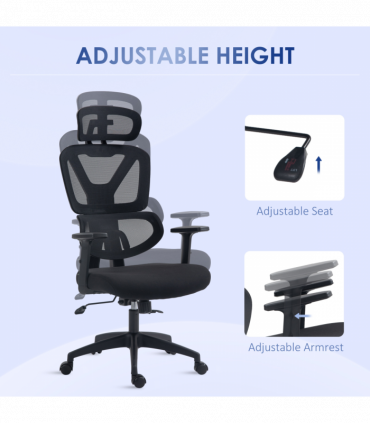 Vinsetto Mesh Office Chair Swivel Desk Chair w/ Adjustable Height Headrest Black