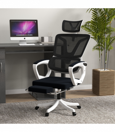 Vinsetto Mesh Office Chair for Home with Lumbar Support, Arm, Footrest, Headrest