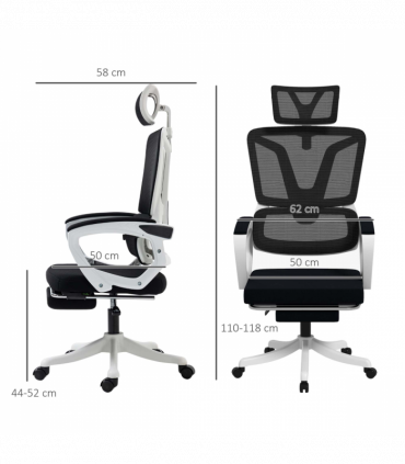 Vinsetto Mesh Office Chair for Home with Lumbar Support, Arm, Footrest, Headrest