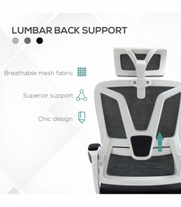 Vinsetto Mesh Office Chair for Home with Lumbar Support, Arm, Footrest, Headrest