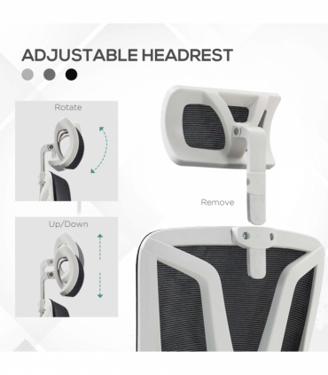 Vinsetto Mesh Office Chair for Home with Lumbar Support, Arm, Footrest, Headrest