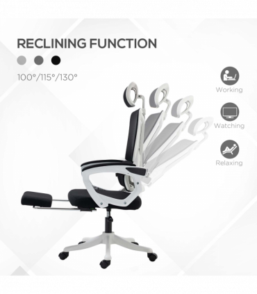 Vinsetto Mesh Office Chair for Home with Lumbar Support, Arm, Footrest, Headrest