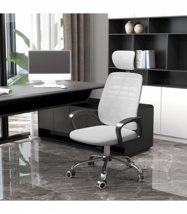 Vinsetto Mesh Office Chair, Computer Chair with Rotatable Headrest, Grey