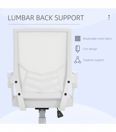 Vinsetto Mesh Swivel Office Chair Task Computer Chair w/ Lumbar Support, White