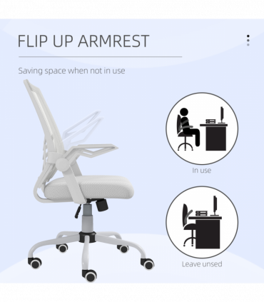Vinsetto Mesh Swivel Office Chair Task Computer Chair w/ Lumbar Support, White