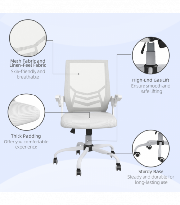 Vinsetto Mesh Swivel Office Chair Task Computer Chair w/ Lumbar Support, White