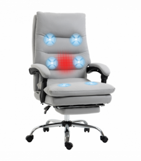 Vinsetto Microfibre Vibration Massage Office Chair with Heat, Footrest, Grey