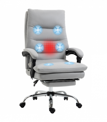 Vinsetto Microfibre Vibration Massage Office Chair with Heat, Footrest, Grey
